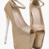 Glitter Pointed Toe Leather Sexy Sky High Heels - Image 11