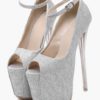 Glitter Pointed Toe Leather Sexy Sky High Heels - Image 13