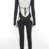 Hollow Out Sexy Tie Wrap Skinny Long Sleeve Jumpsuits - Image 6