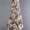 Retro Short Sleeve Cotton Floral Maxi Dress - Image 4