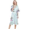 Sexy Fashion Peacock Print Loose Pattern Silk Pajamas Robe - Image 3