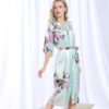 Sexy Fashion Peacock Print Loose Pattern Silk Pajamas Robe - Image 4
