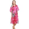 Sexy Fashion Peacock Print Loose Pattern Silk Pajamas Robe - Image 5