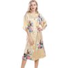 Sexy Fashion Peacock Print Loose Pattern Silk Pajamas Robe - Image 6