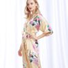 Sexy Fashion Peacock Print Loose Pattern Silk Pajamas Robe - Image 7