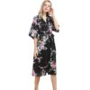 Sexy Fashion Peacock Print Loose Pattern Silk Pajamas Robe - Image 8