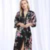 Sexy Fashion Peacock Print Loose Pattern Silk Pajamas Robe - Image 9