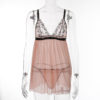Sexy Lace Patchwork See-Through Mesh Sleep-dress - Image 2