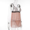 Sexy Lace Patchwork See-Through Mesh Sleep-dress - Image 3