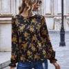 Shirt  Floral Print Flowers Jewel Neck Long Sleeves Polyester Casual Tops