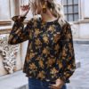 Shirt  Floral Print Flowers Jewel Neck Long Sleeves Polyester Casual Tops - Image 2