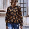 Shirt  Floral Print Flowers Jewel Neck Long Sleeves Polyester Casual Tops - Image 4