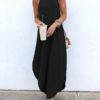 Sleeveless Straps High Low Hem Solid Causal Maxi Dress - Image 4