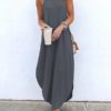 Sleeveless Straps High Low Hem Solid Causal Maxi Dress - Image 8