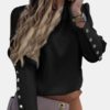 Solid Color Back Button Long Sleeve Causal Blouse - Image 6
