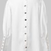 Solid Color Back Button Long Sleeve Causal Blouse - Image 9