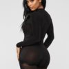 Solid Fitted Bodycon Long Sleeve Rompers - Image 4