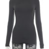 Solid Fitted Bodycon Long Sleeve Rompers - Image 6