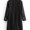 Turndown Collar Buttons Long Sleeve Casual Maxi Coat - Image 3