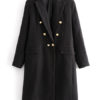 Turndown Collar Buttons Long Sleeve Casual Maxi Coat