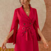 Turndown Collar Long Sleeve Split Front Lace Up Short Blazer Dress