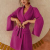 Turndown Collar Long Sleeve Split Front Lace Up Short Blazer Dress - Image 6