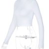 Blouse High Collar Long Sleeve Cut Outs Lace Up Polyester Sexy Tops - Image 5