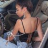 Camisole Sleeveless Straps Neck Lace Up Polyester Sexy Tops - Image 4