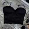 Camisole Sleeveless Straps Neck Lace Up Polyester Sexy Tops - Image 5