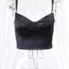 Camisole Sleeveless Straps Neck Lace Up Polyester Sexy Tops - Image 6