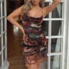 Sexy Spaghetti Strap Ruched Drawsting Backless Mini Dress