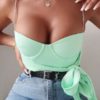 Sexy Tops Lace Up Straps Neck Sleeveless Polyester Top