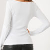 Solid Color V-neck Long Sleeve Casual T-Shirt - Image 2