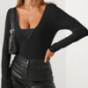 Solid Color V-neck Long Sleeve Casual T-Shirt
