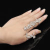 Adjustable Finger and Thumb Crystal Leaf Rings - Image 6