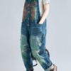 Casual Print Floral Pockets Sleeveless Overall Denim Jumpsuit - Image 3