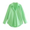 Chic Notch Collar Single-Breasted Long Sleeve Blouse - Image 6
