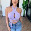 Cross Halter Neck Casual Bandage Crop Top