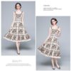 Designer  Vacation Beach Dress Slash Neck Backless Floral Print Midi Dress - Image 5