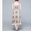 Designer  Vacation Beach Dress Slash Neck Backless Floral Print Midi Dress - Image 6
