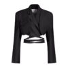 Double Layer Bandage Slim Pocket Blazer - Image 2
