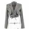 Double Layer Bandage Slim Pocket Blazer - Image 3