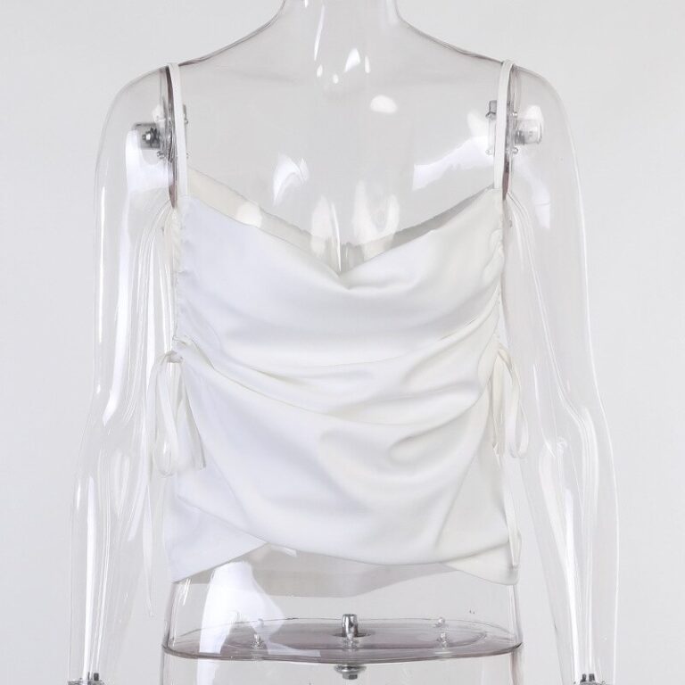 Drawstring Backless High Street Sexy Bandage Tank Top - Image 4