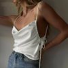 Drawstring Backless High Street Sexy Bandage Tank Top - Image 2