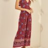 Ethnic Floral Print V-neck Long Sleeveless Casual Strap Jumpsuit - Image 3