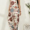 Ethnic Print Pocket Long Sleeveless Casual Jumpsuit