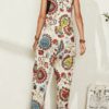 Ethnic Print Pocket Long Sleeveless Casual Jumpsuit - Image 4