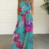 Ethnic Print Straps Wide Leg Pockets Jumpsuit - Image 2