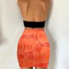 Fashion Butterfly Print Drawstring Ruched Hip Skirt - Image 3