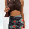 Fashion Butterfly Print Drawstring Ruched Hip Skirt - Image 4